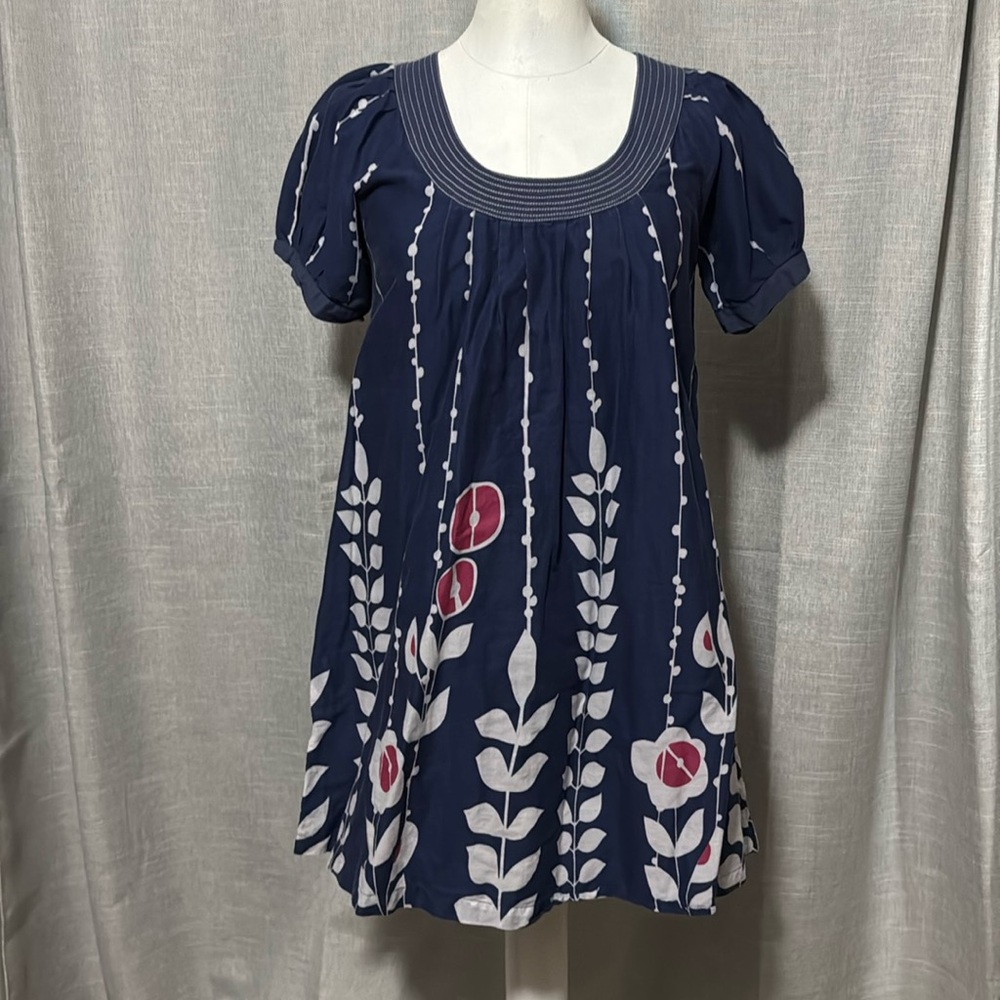 Shiraleah Dress-Sz S-Cotton-Blue/White/Pink-Floral-Lined-EUC - Picture 2 of 15